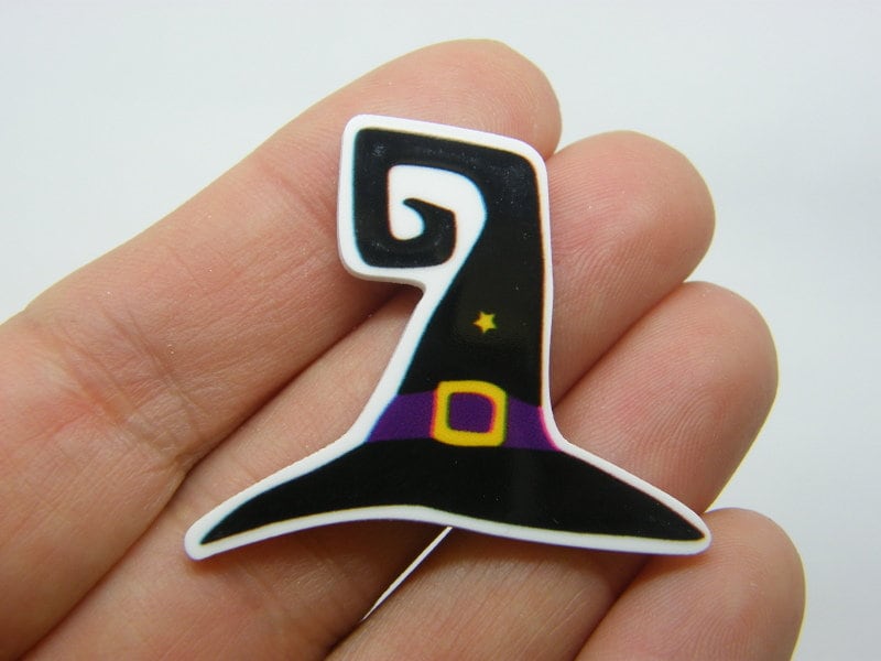 4 Witch hat embellishment cabochons resin HC419