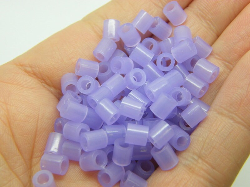 200 Purple neon beads cylinder 5 x 5mm acrylic BB781  - SALE 50% OFF