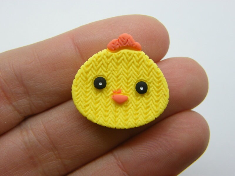8 Chick chicken Easter embellishment cabochon yellow resin B10