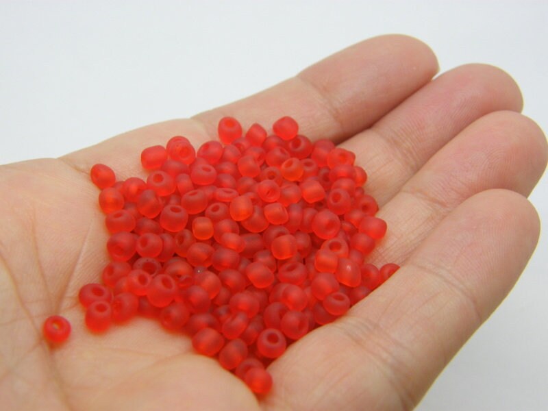 400 seed beads frosted red 4mm glass SBM5