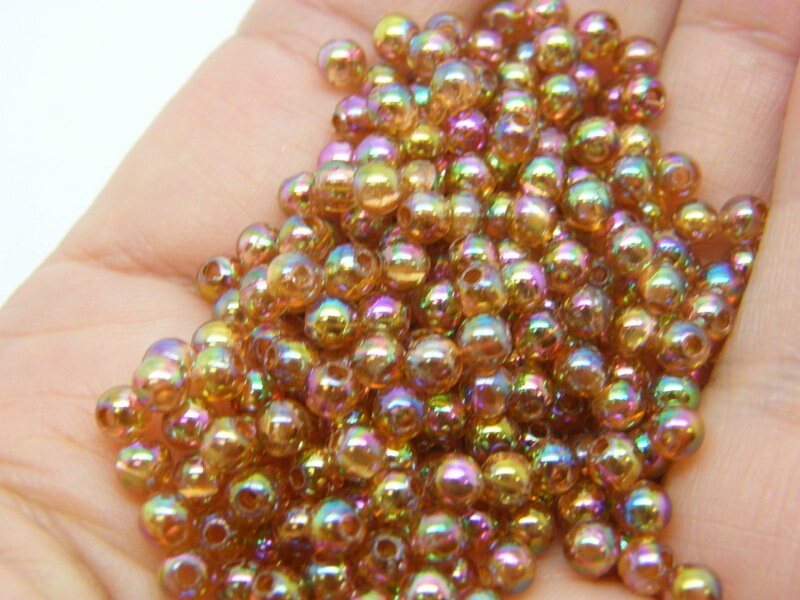 400 Beads camel brown AB  4mm acrylic AB124