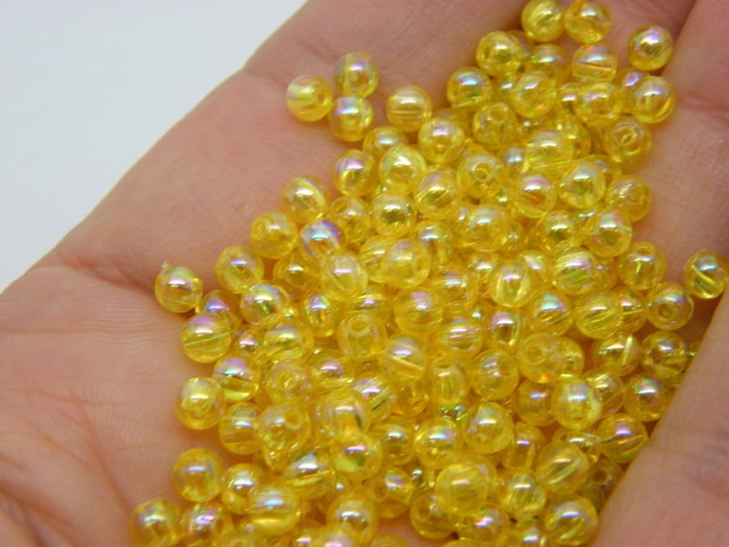 400 Beads yellow AB  4mm acrylic AB124