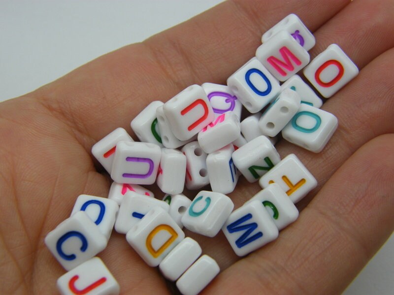 100 Letter beads white and mixed  RANDOM beads BB767