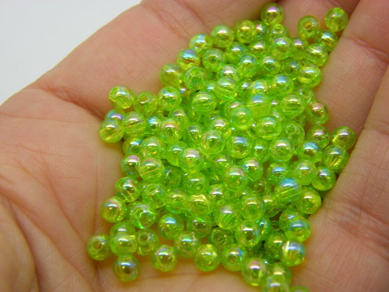 400 Beads lime green AB  4mm acrylic AB124  - SALE 50% OFF