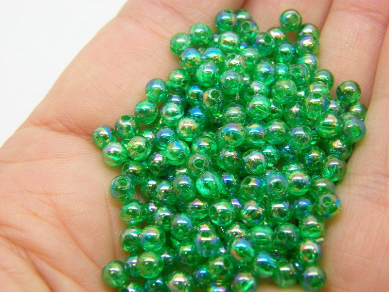 400 Beads lawn green AB  4mm acrylic AB124 - SALE 50% OFF
