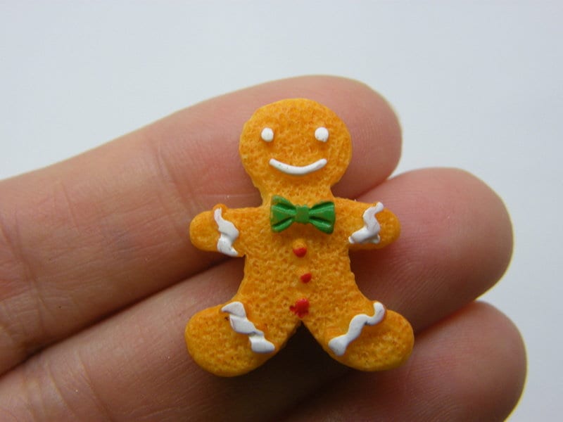 BULK 50 Gingerbread man embellishment cabochons resin CT66