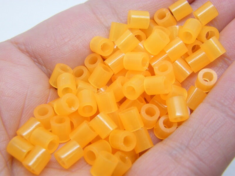 200 Orange neon beads cylinder 5 x 5mm acrylic BB782  - SALE 50% OFF