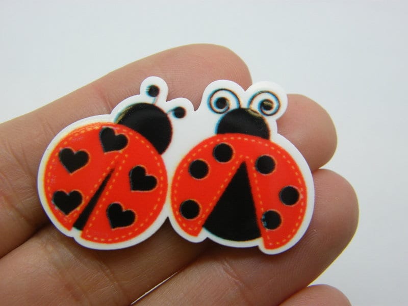 8 Super cute ladybug love bugs embellishment cabochons resin A794