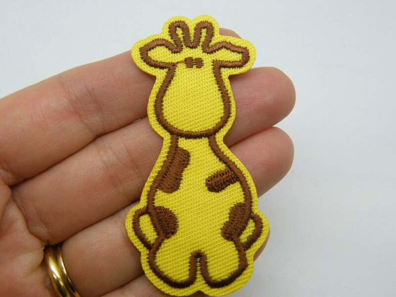 8 Giraffe iron on/sew on patches yellow brown fabric A530