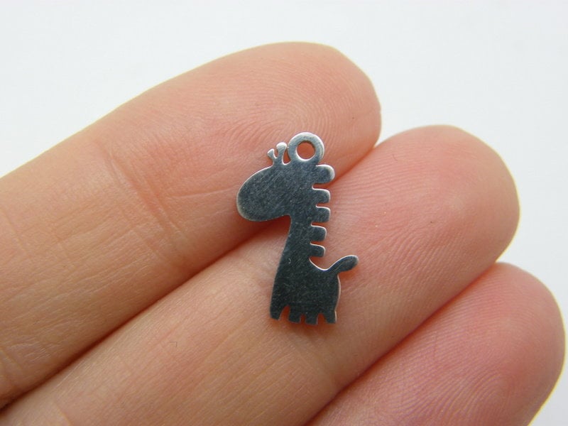 2 Giraffe charms stainless steel A1110