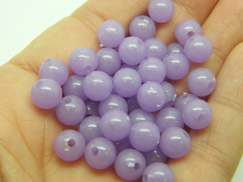 100 Purple glow in the dark beads 8mm acrylic AB353