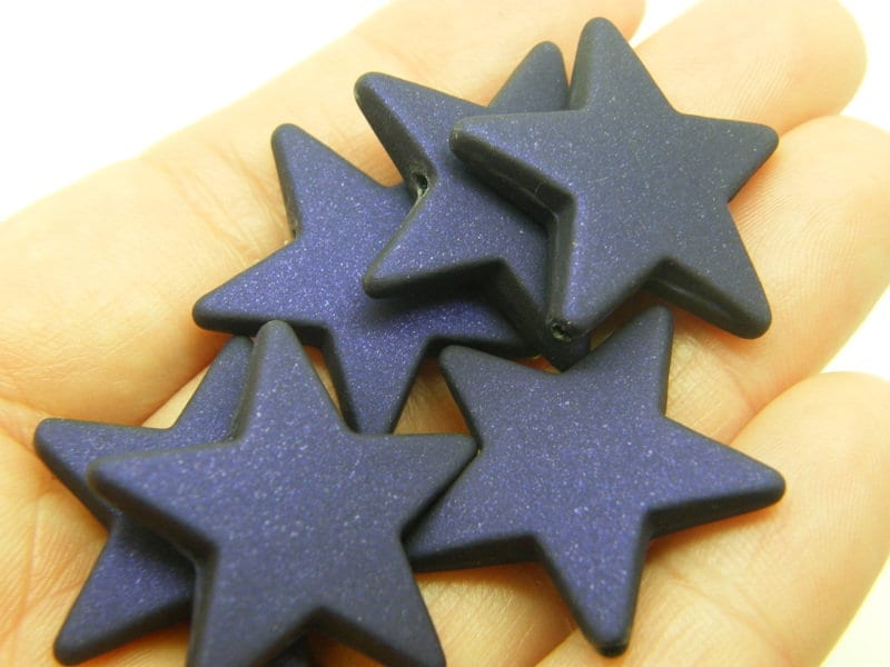 BULK 20 Purple star beads rubberized acrylic S269