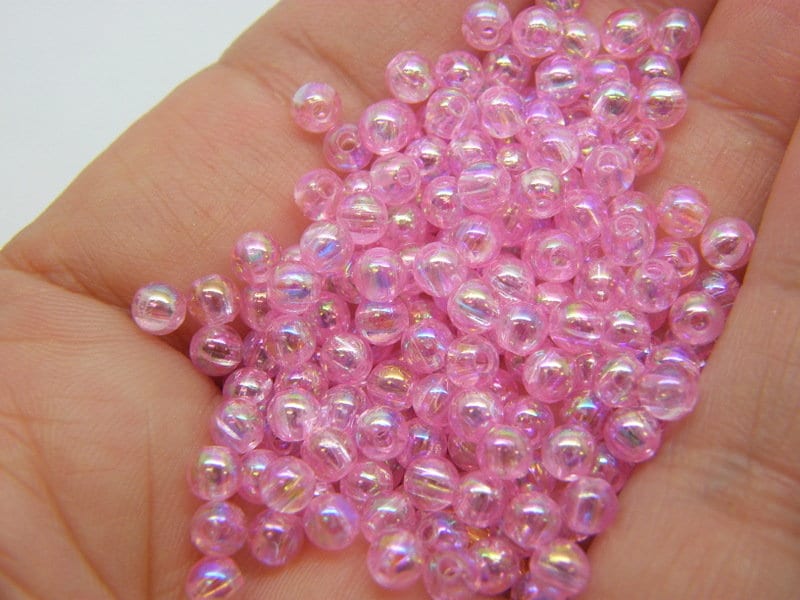 400 Beads pink AB  4mm acrylic AB124