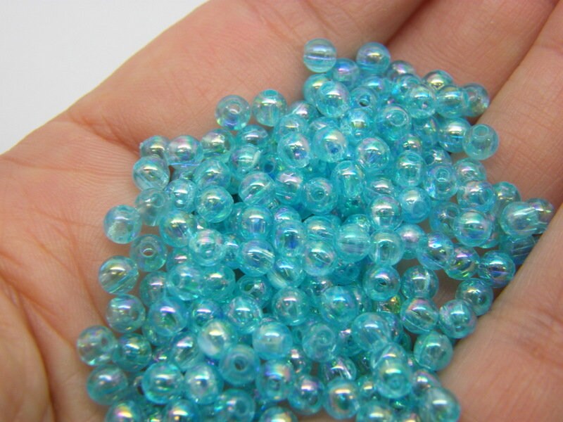 400 Beads blue AB  4mm acrylic AB124
