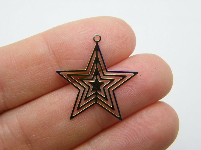 4 Star charms multi colour stainless steel S275