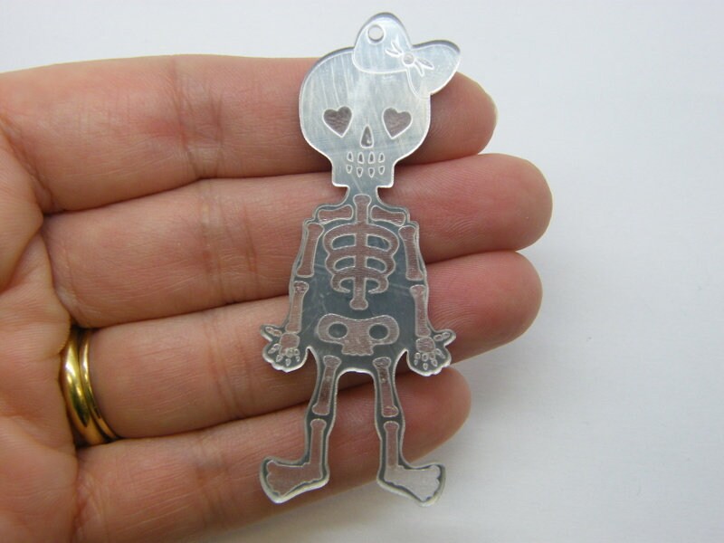 2 Skeleton woman pendants acrylic HC155