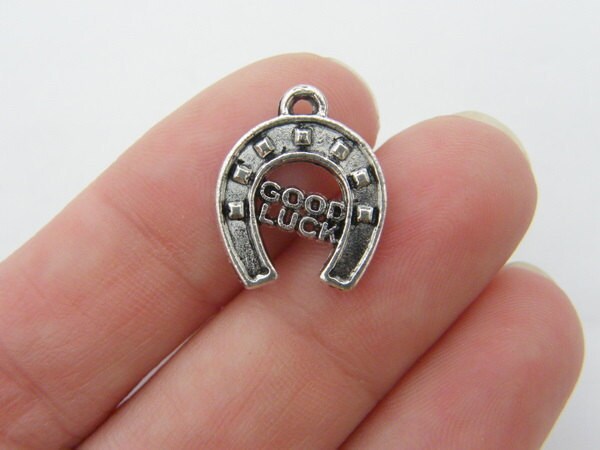 12 Good luck horseshoe charms tibetan silver A548
