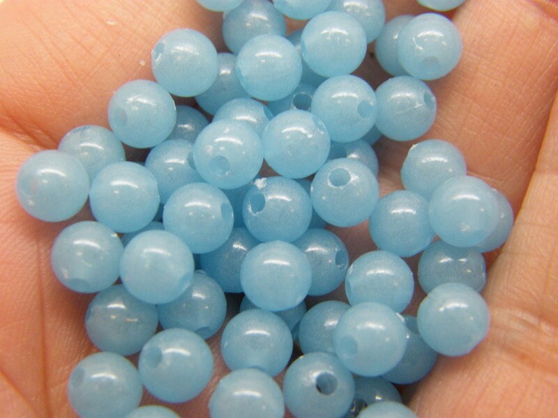 120 Blue glow in the dark beads 6mm acrylic AB384  - SALE 50% OFF