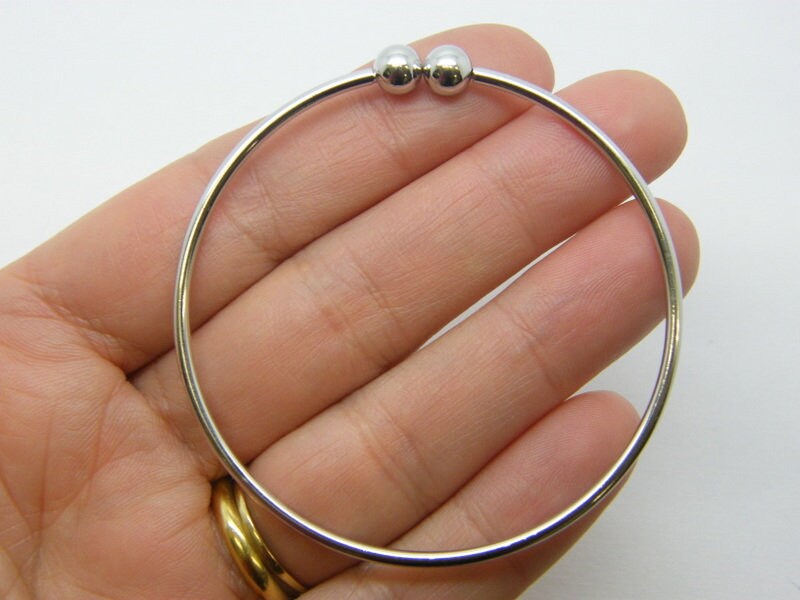 2 Cuff  bracelet bangle 18.5cm silver tone FS159  - SALE 50% OFF