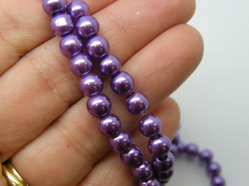 140 Purple imitation pearl glass 6mm beads B118