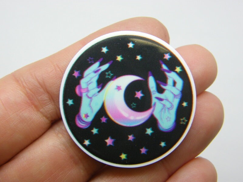 12 Fortune telling hands moon embellishment cabochons black pink blue white resin HC473