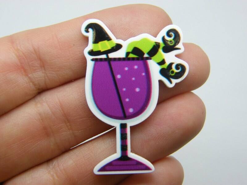 4 Witch cocktail embellishment cabochons resin HC474