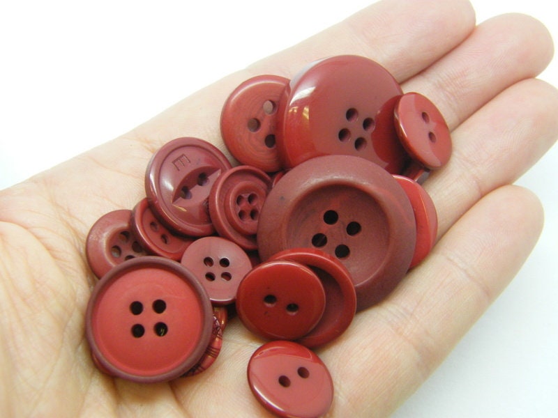 50 Dark red buttons assorted resin M235  - SALE 50% OFF