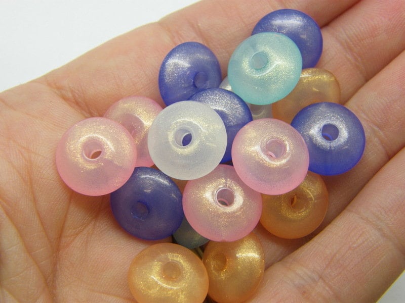 30 Glitter dust oval beads random mixed acrylic AB380 - SALE 50% OFF