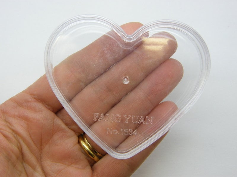 BULK 10 Heart storage containers clear plastic