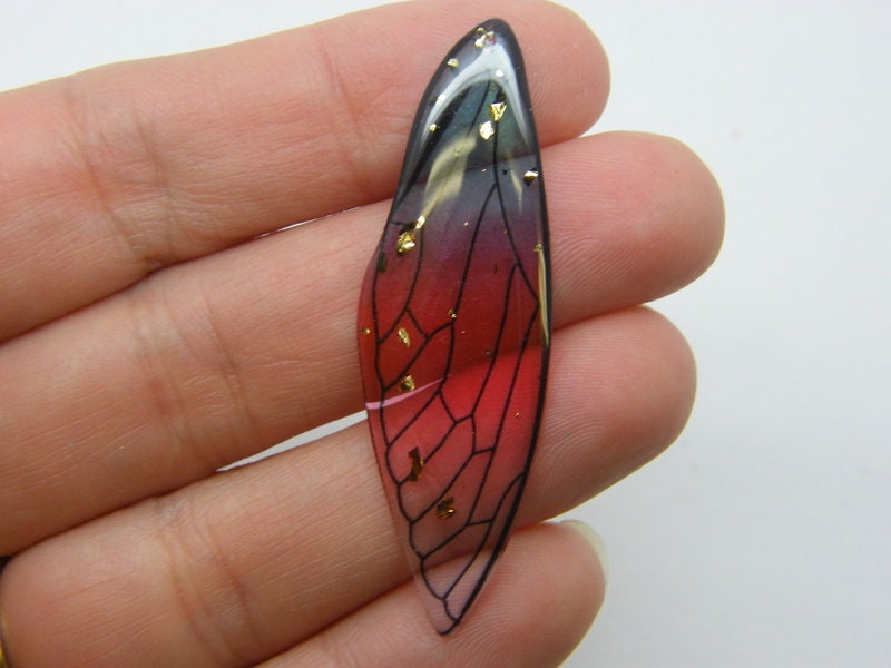 BULK 10 Dragonfly wing pendants blue pink red clear resin A1170