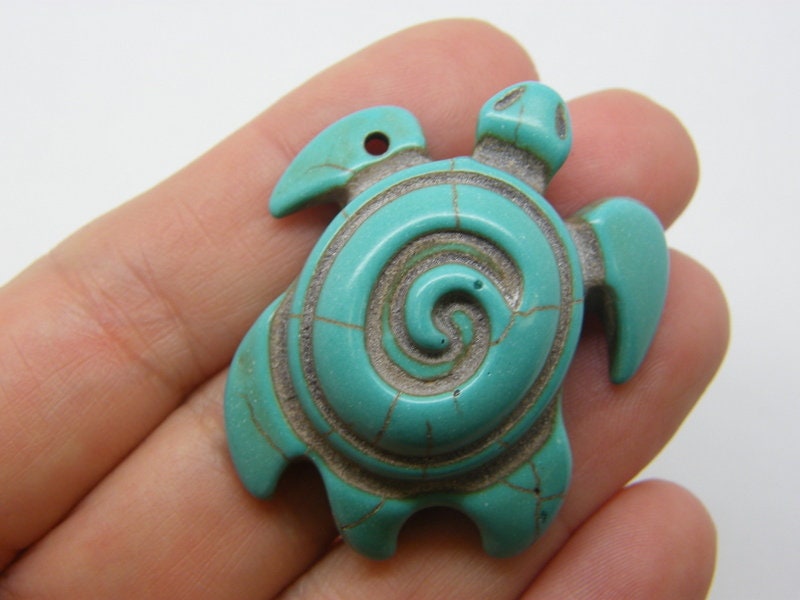 1 Turtle pendant blue synthetic turquoise FF445