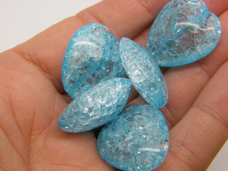 30 Large blue crackle beads  acrylic AB407