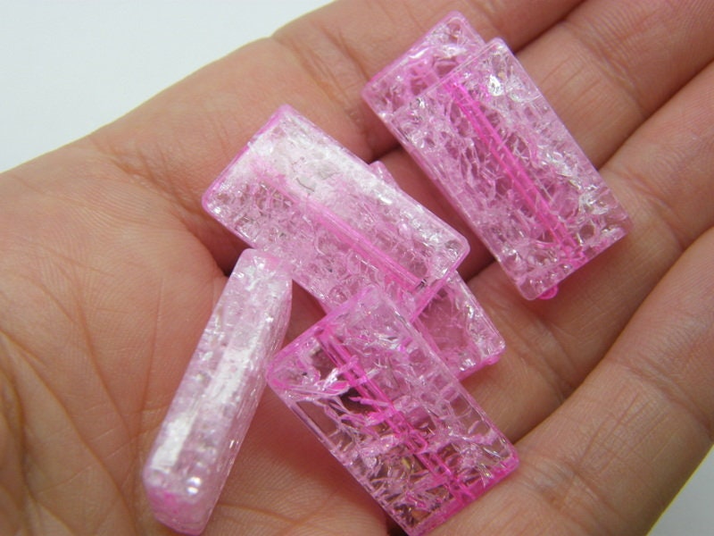 30 Large pink crackle beads  acrylic AB451