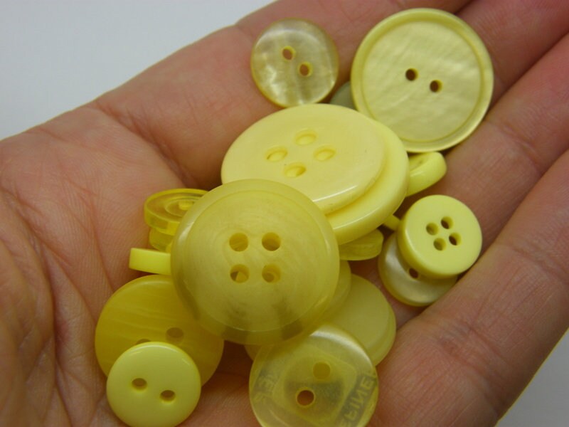 50 Yellow buttons assorted resin M236  - SALE 50% OFF