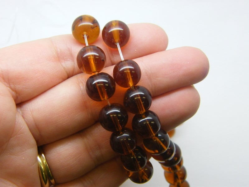 80 Brown beads 10mm glass B218