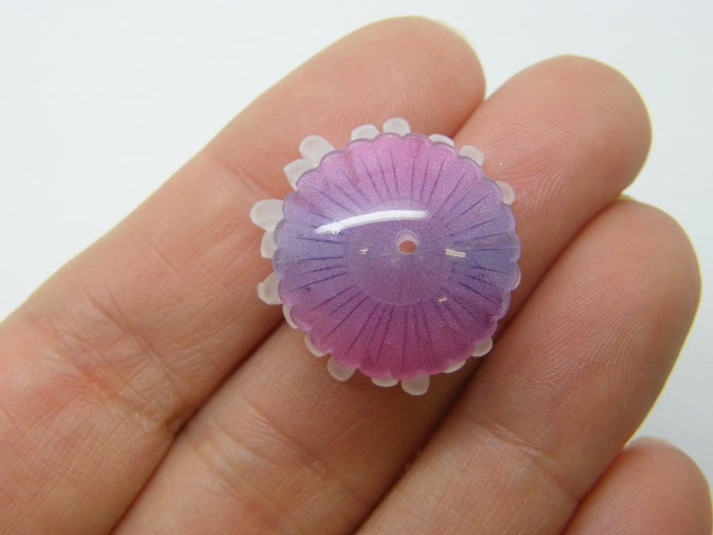 1 Jellyfish bead purple white acrylic FF507