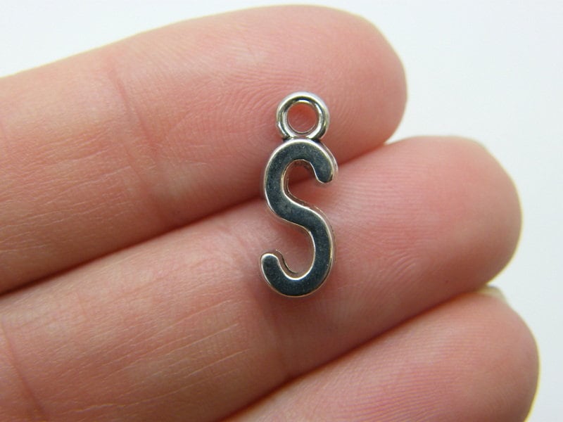 12 Letter S charms antique silver tone