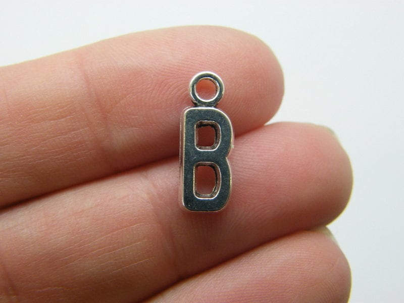 12 Letter B charms antique silver tone