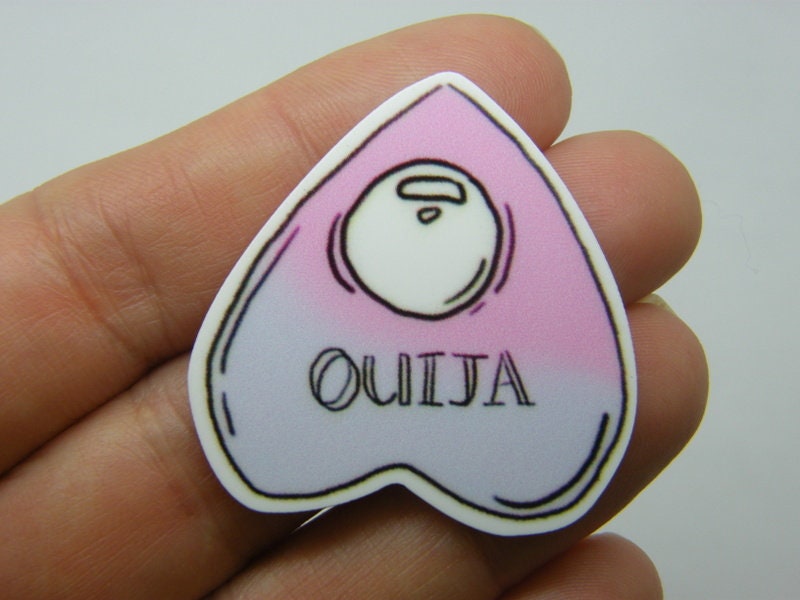 8 Ouija board embellishment cabochons white pink purple black resin HC575