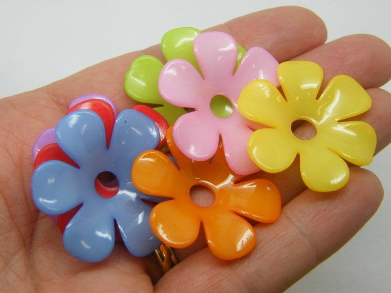 30 Flower bead caps random AS plastic  FS314