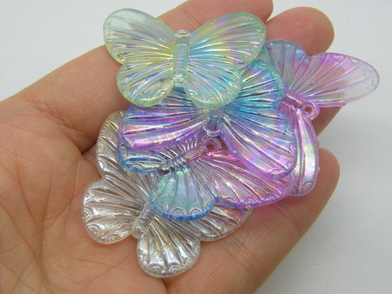 6 Butterfly pendants random mixed acrylic A581