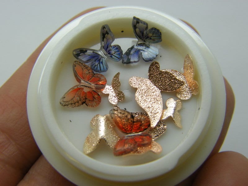 10 Butterfly embellishment cabochons nail art resin A946