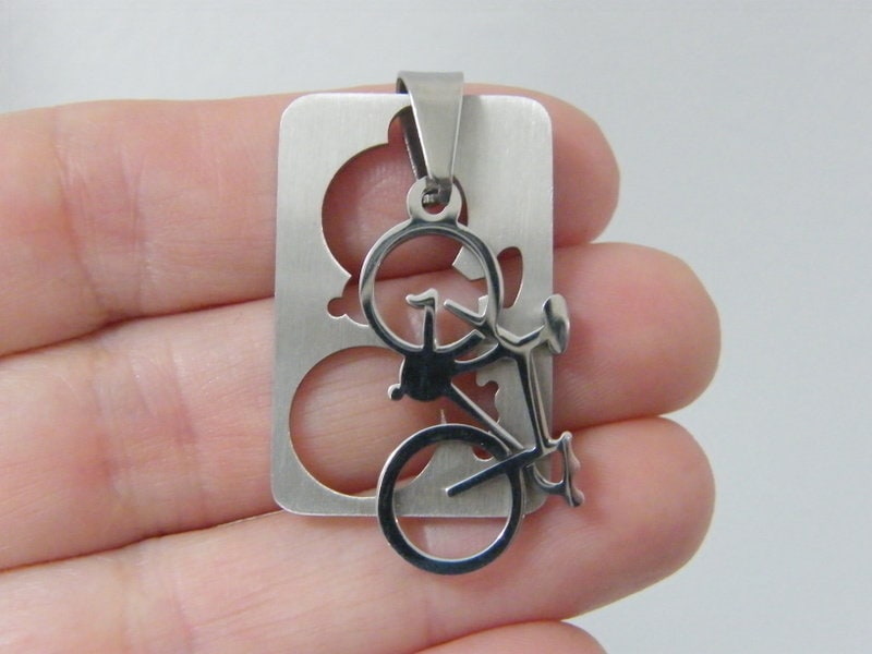 1 Bicycle pendant cut out 2 part stainless steel TT7