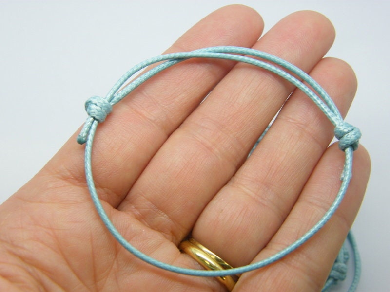 8  Waxed cord knot blue bracelet 12