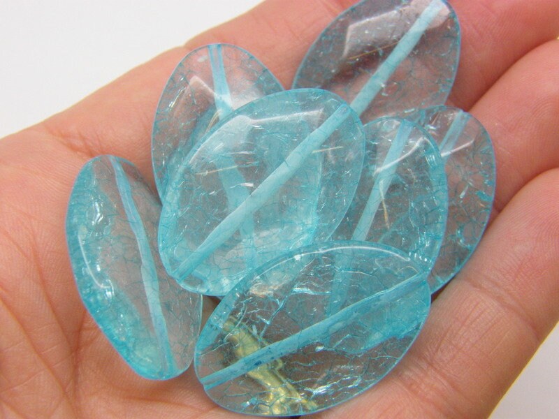14 Blue crackle beads  acrylic AB450 - SALE 50% OFF