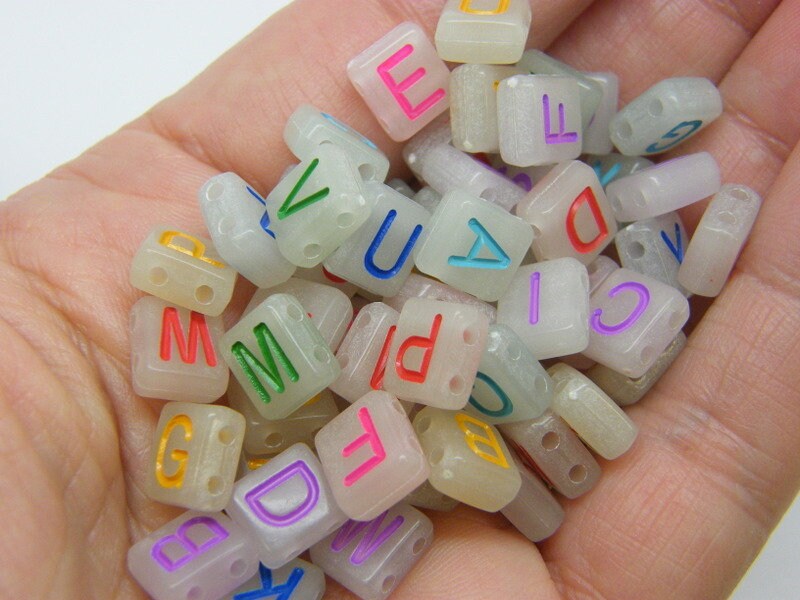100 Letter beads glow in the dark mixed  RANDOM beads BB870 - SALE 50% OFF