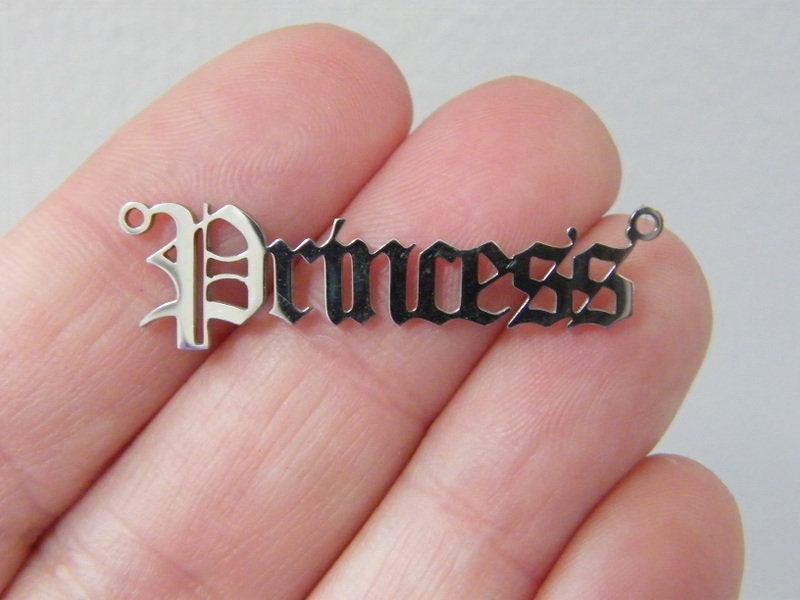 1 Princess word connector charm stainless steel M120
