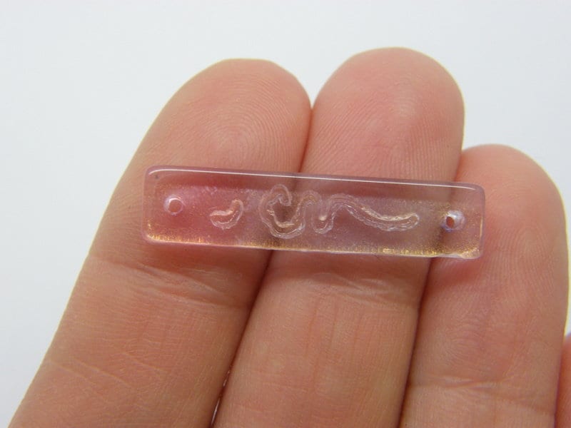 10 Connector charms pink clear purple glitter foil glass M507 - SALE 50% OFF