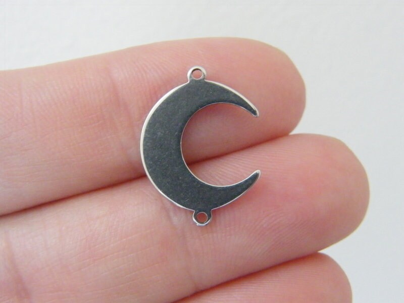 6 Moon connector charms stainless steel M139