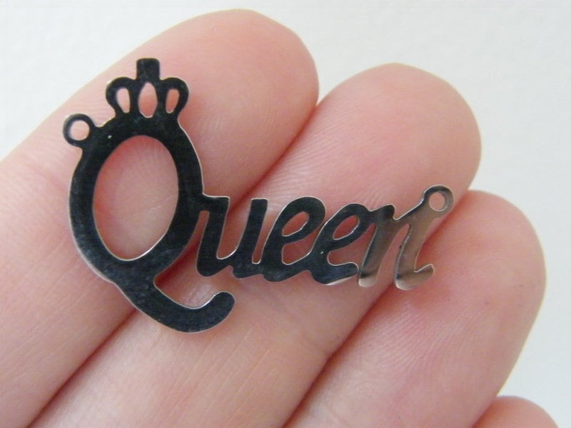 1 Queen crown connector charms stainless steel M464